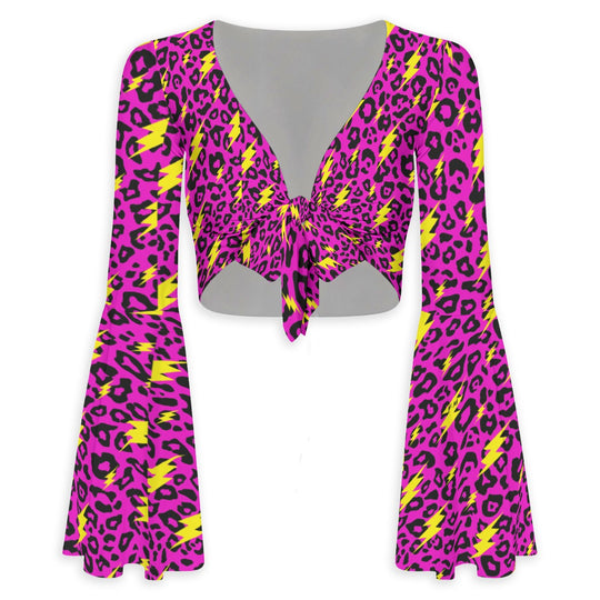 Takin' Care of Florida Flared Sleeve Tie-Front Crop Top