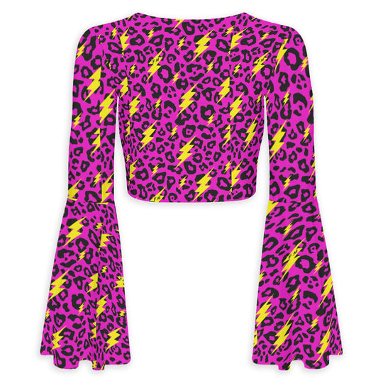 Takin' Care of Florida Flared Sleeve Tie-Front Crop Top