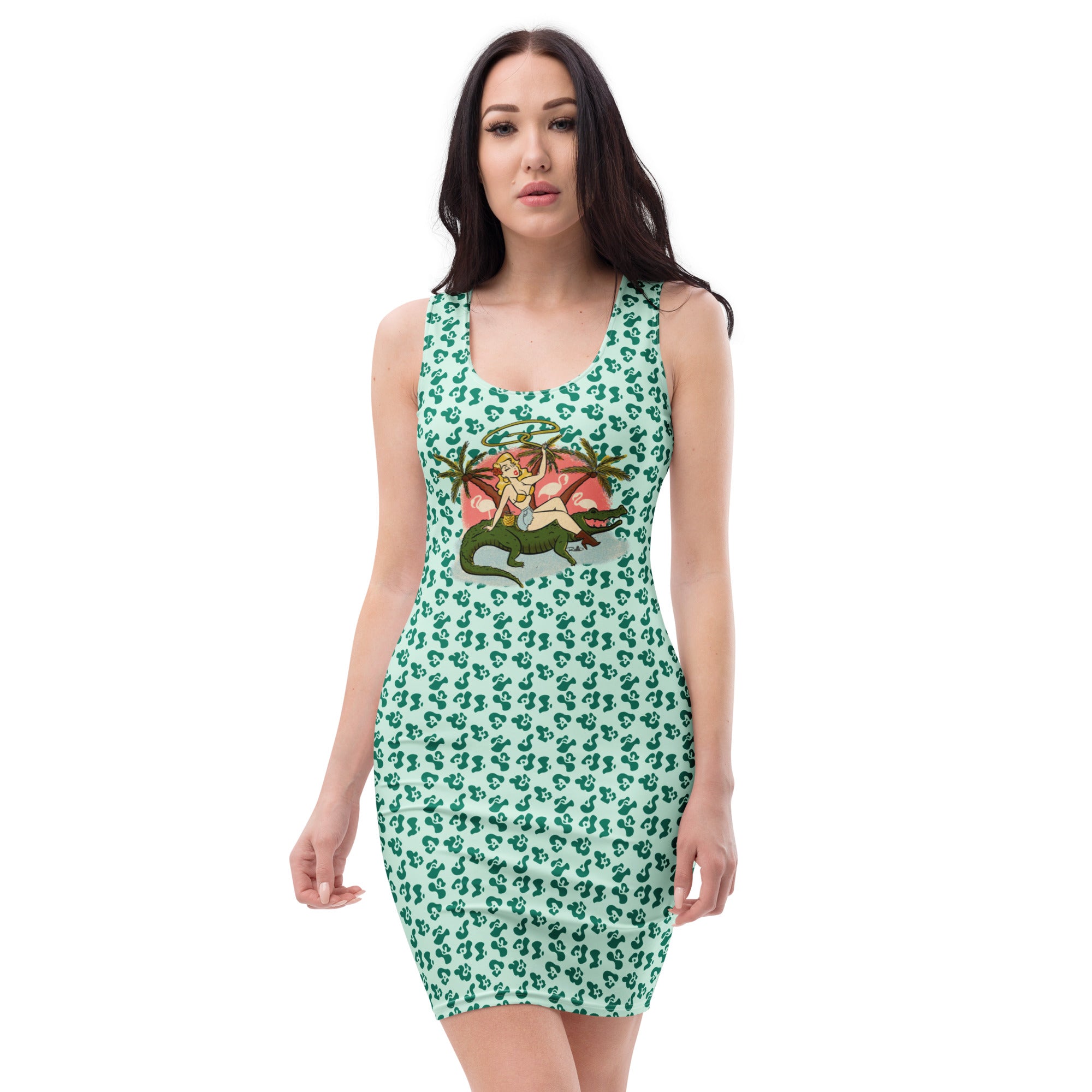 Mint Leopard Blonde Gator Ridin' Bodycon dress