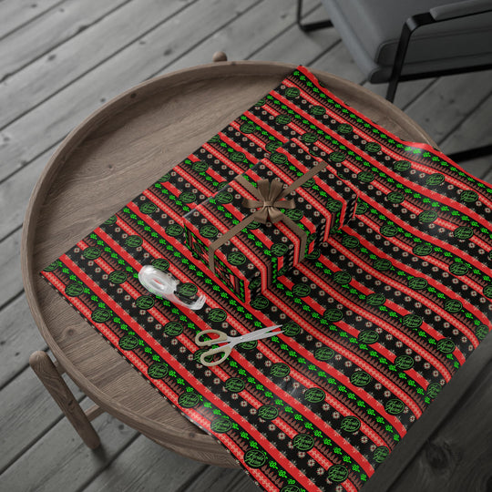 Dark Winter's Night Wrapping Paper — Red & Black Holiday Gift Wrap