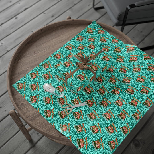 Gator Ridin' Babe Cat Walk Wrapping Paper — Turquoise Animal Print Gift Wrap