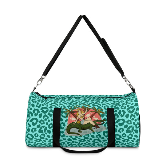Cat Walk Blonde Gator Ridin' Leopard Duffle Bag