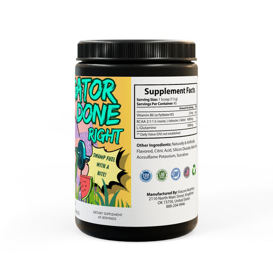 Florida Ma'am's Gator Done Right BCAA Supplement, Watermelon (325g, 11.46oz, 45 servings)