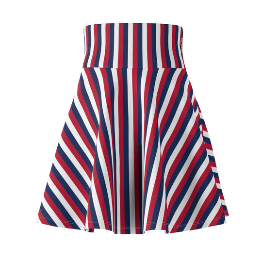 Red White and Blue Stripe High Waisted Skater Skirt