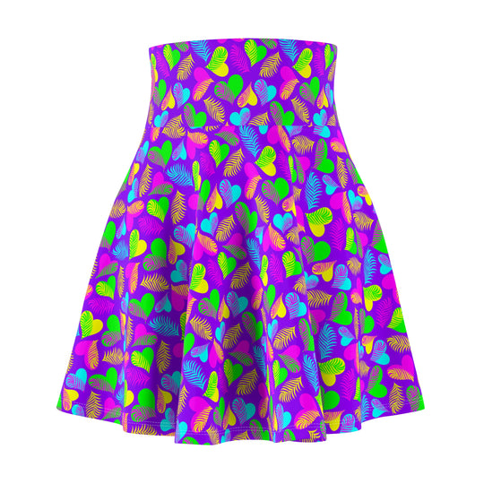 Neon Heart Ultra High Waisted Skater Skirt