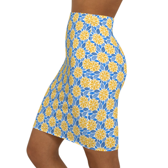Southern Coastal Orange High Waisted Pencil Skirt