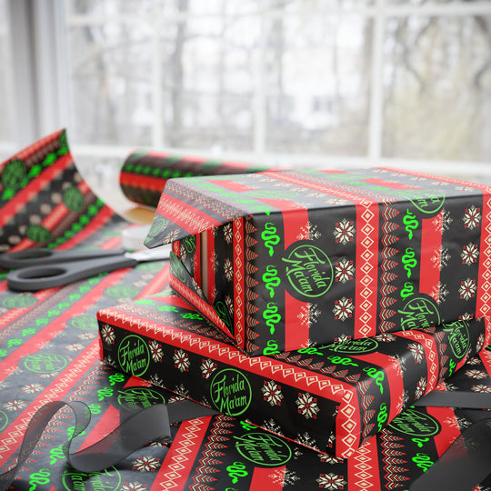 Dark Winter's Night Wrapping Paper — Red & Black Holiday Gift Wrap