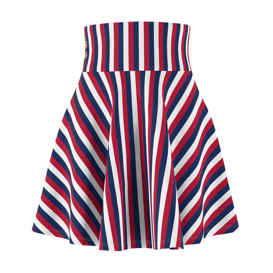 Red White and Blue Stripe High Waisted Skater Skirt