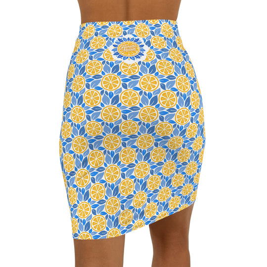 Southern Coastal Orange High Waisted Pencil Skirt