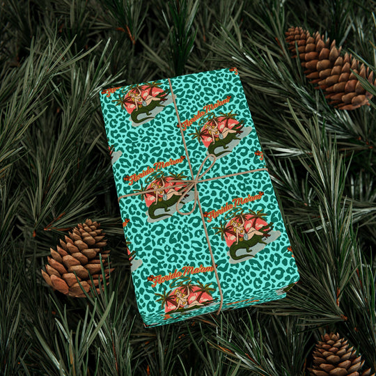 Gator Ridin' Babe Cat Walk Wrapping Paper — Turquoise Animal Print Gift Wrap
