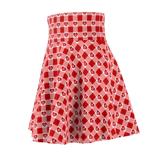 Classic Cherry Heart Ultra High Waisted Skater Skirt