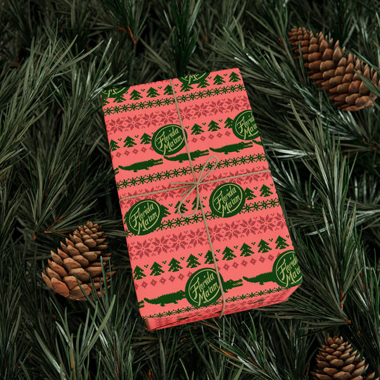 Not So Ugly Christmas Sweater Wrapping Paper Roll — Pink & Green Holiday Gift Wrap