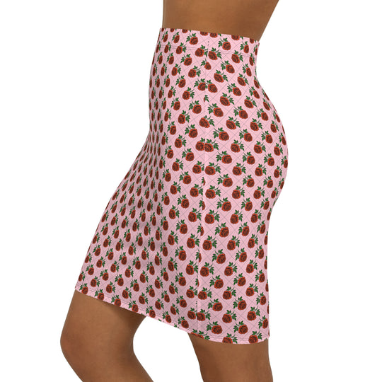 Lattice Rose High Waisted Pencil Skirt