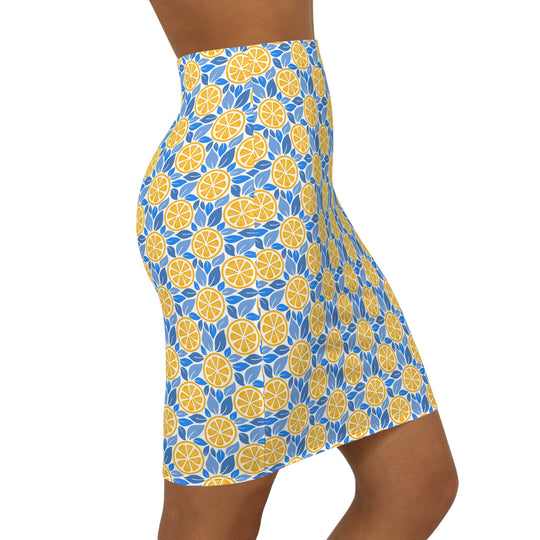 Southern Coastal Orange High Waisted Pencil Skirt