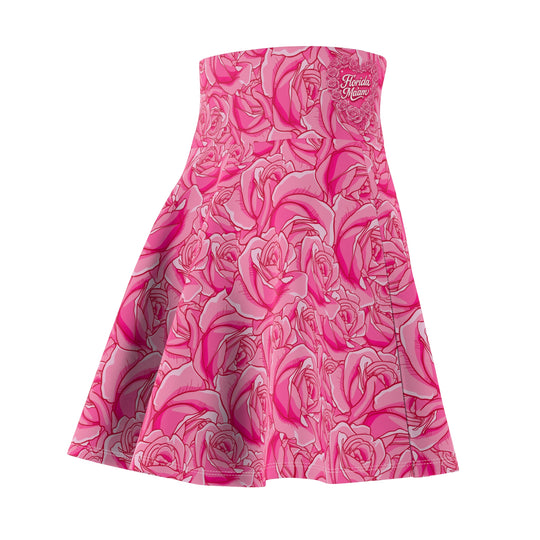 Pink Roses Ultra High Waisted Skater Skirt
