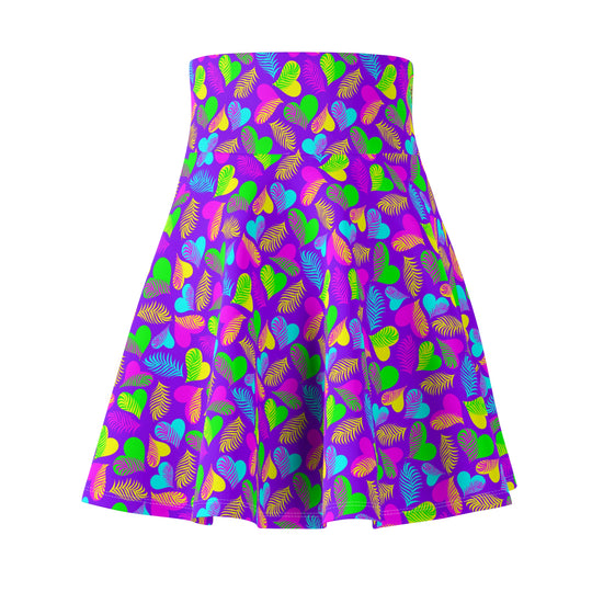 Neon Heart Ultra High Waisted Skater Skirt