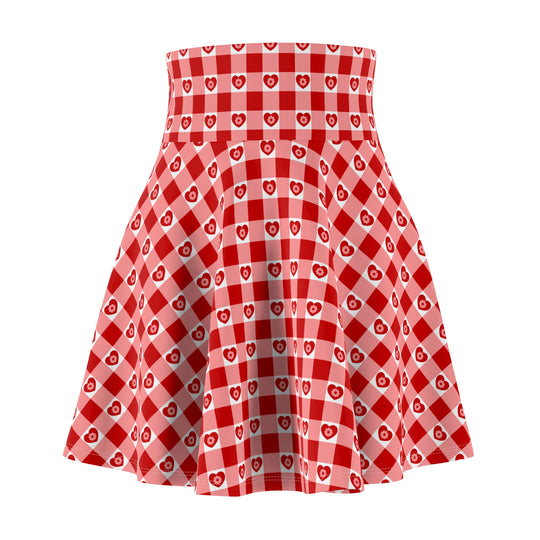 Classic Cherry Heart Ultra High Waisted Skater Skirt