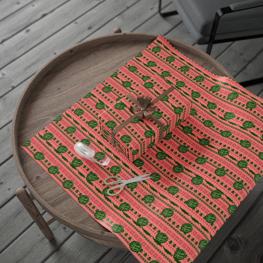 Not So Ugly Christmas Sweater Wrapping Paper Roll — Pink & Green Holiday Gift Wrap