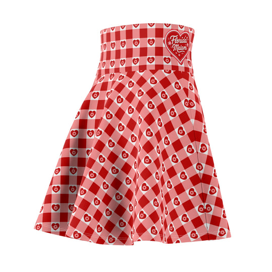 Classic Cherry Heart Ultra High Waisted Skater Skirt