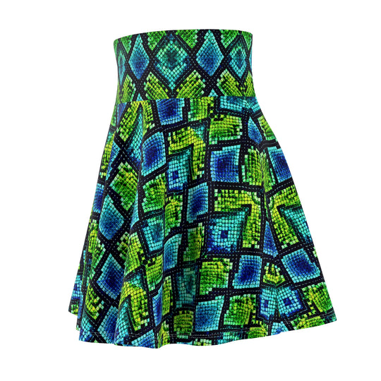 Hypnotic Snake Ultra High Waist Skater Skirt