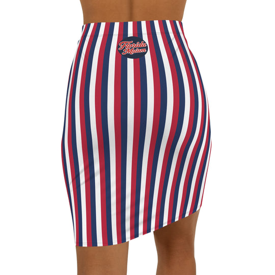 Red White and Blue Stripe High Waisted Pencil Skirt