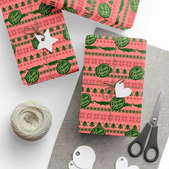 Not So Ugly Christmas Sweater Wrapping Paper Roll — Pink & Green Holiday Gift Wrap