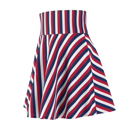 Red White and Blue Stripe High Waisted Skater Skirt