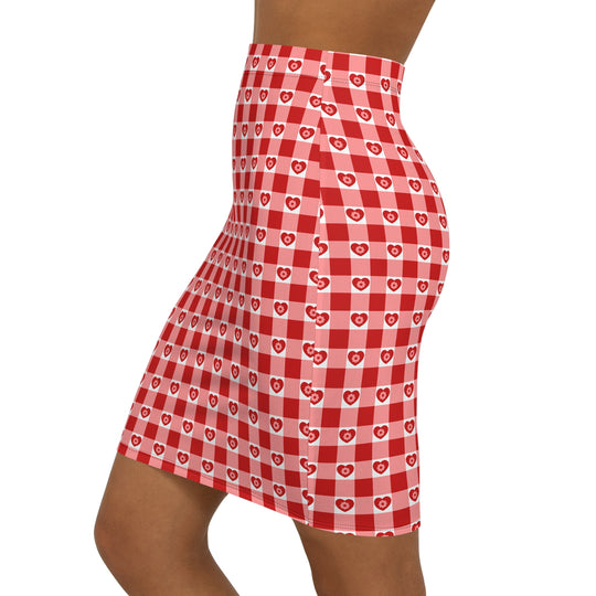 Classic Cherry Heart High Waisted Pencil Skirt