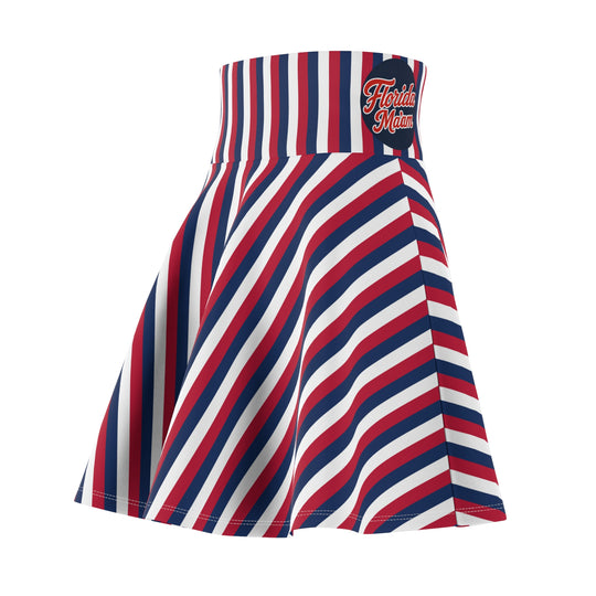 Red White and Blue Stripe High Waisted Skater Skirt