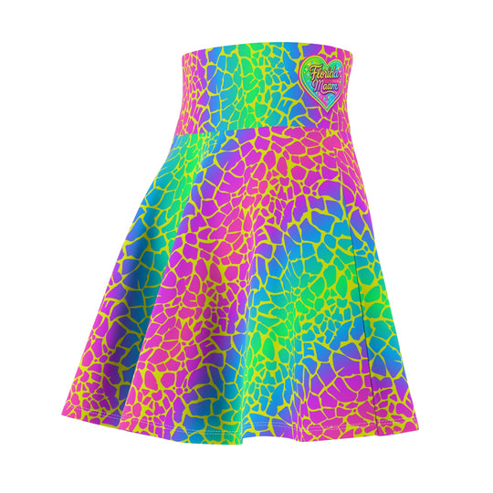 Neon Reptile Ultra High Waisted Skater Skirt
