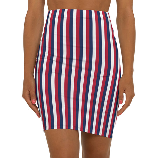 Red White and Blue Stripe High Waisted Pencil Skirt