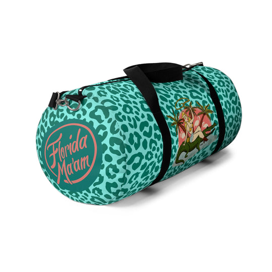 Cat Walk Blonde Gator Ridin' Leopard Duffle Bag