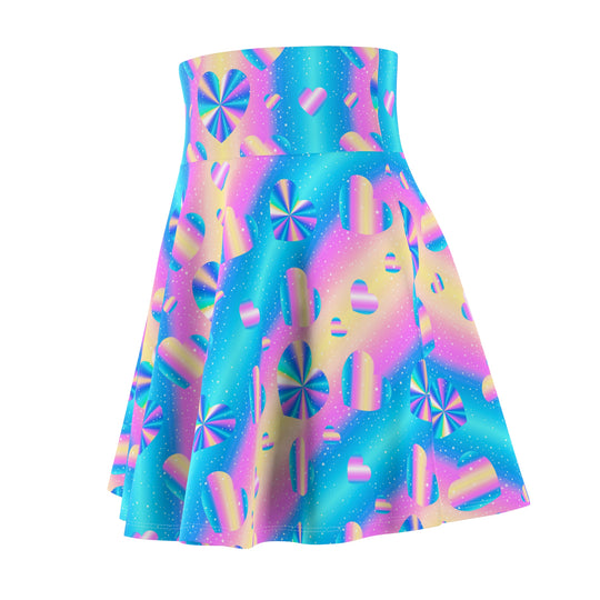 Holographic Heart Ultra High Waisted Skater Skirt