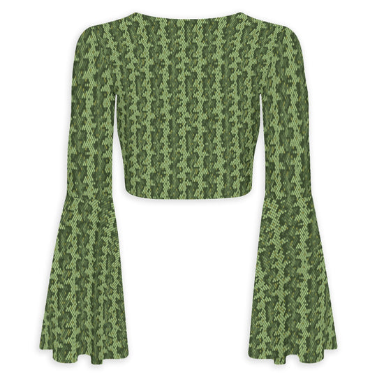 G.I Vixen Flared Sleeve Tie-Front Crop Top