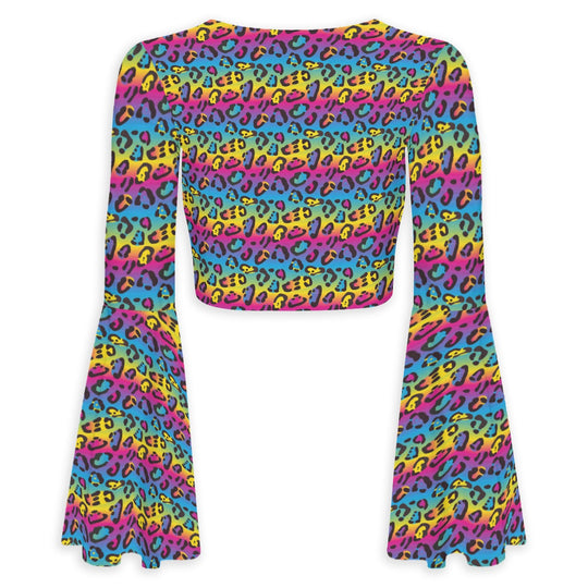 She's Crazy, Sexy, Cool Flared Sleeve Tie-Front Crop Top