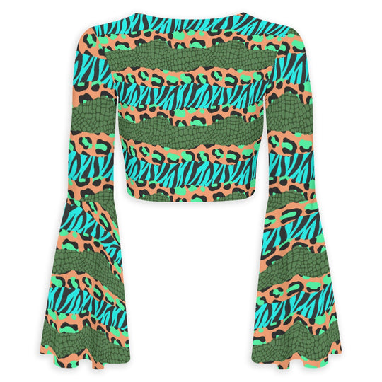 Wild Thang Flared Sleeve Tie-Front Crop Top