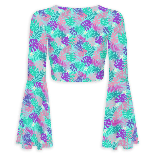 Local's Paradise Flared Sleeve Tie-Front Crop Top
