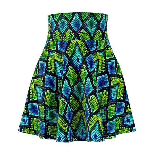 Hypnotic Snake Ultra High Waist Skater Skirt