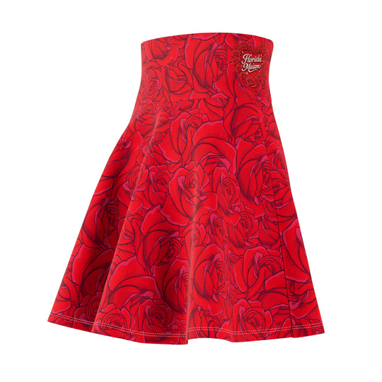 Red Roses Ultra High Waisted Skater Skirt