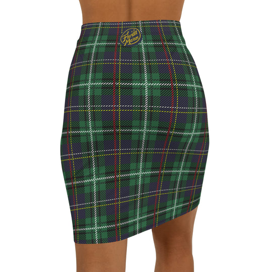 Green Plaid High Waisted Pencil Skirt