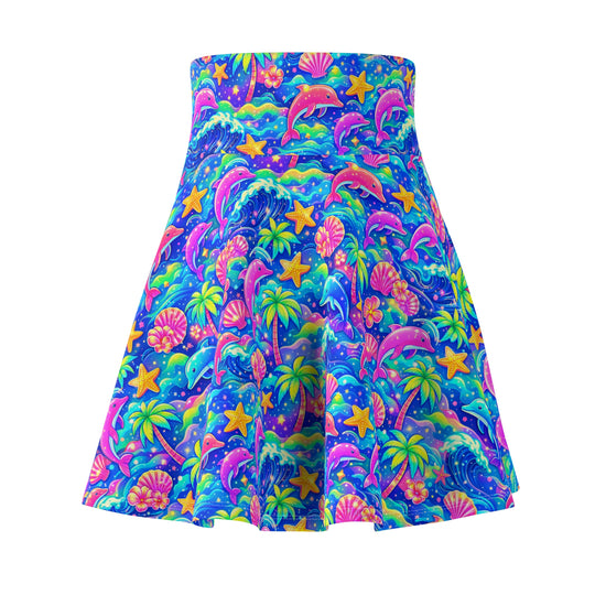 Neon Ocean Ultra High Waisted Skater Skirt