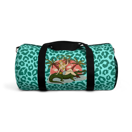 Cat Walk Blonde Gator Ridin' Leopard Duffle Bag