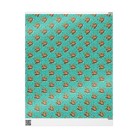 Gator Ridin' Babe Cat Walk Wrapping Paper — Turquoise Animal Print Gift Wrap