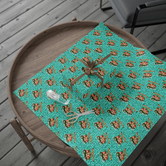 Gator Ridin' Babe Cat Walk Wrapping Paper — Turquoise Animal Print Gift Wrap