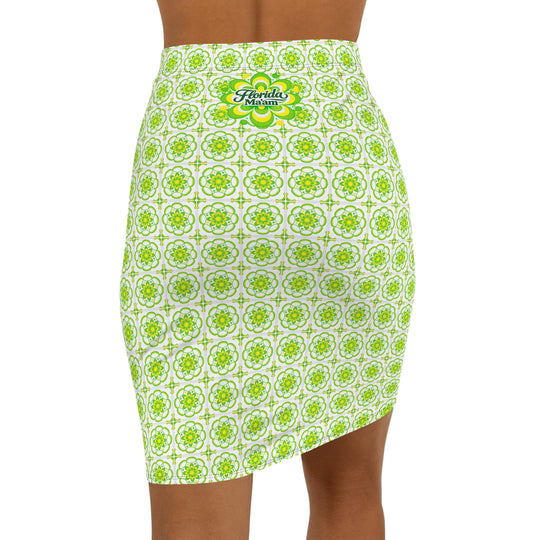 Retro Lime Tiled High Waisted Pencil Skirt