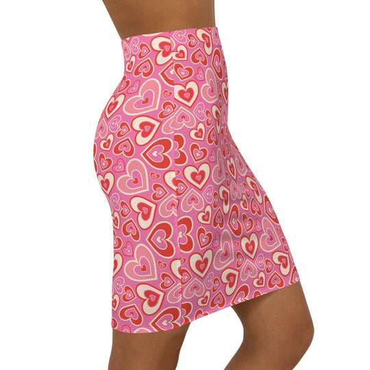 Groovy Heart High Waisted Pencil Skirt