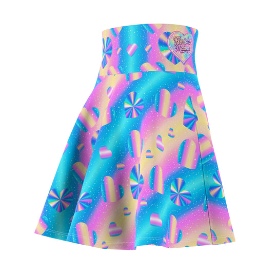 Holographic Heart Ultra High Waisted Skater Skirt