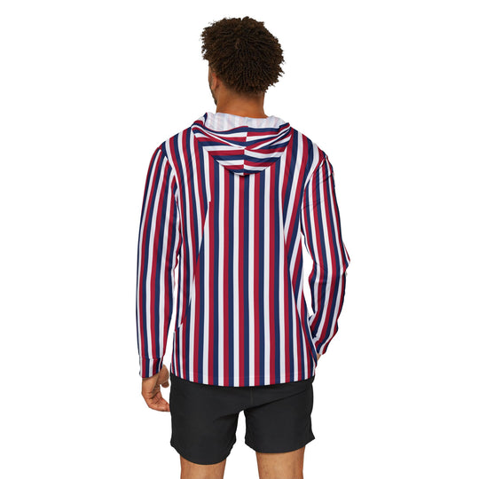 Red White and Blue Stripe SPF Sunshirt Hoodie