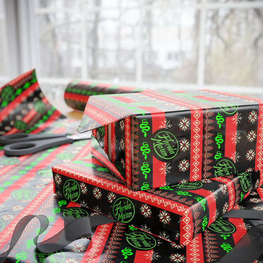 Dark Winter's Night Wrapping Paper — Red & Black Holiday Gift Wrap