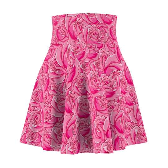 Pink Roses Ultra High Waisted Skater Skirt